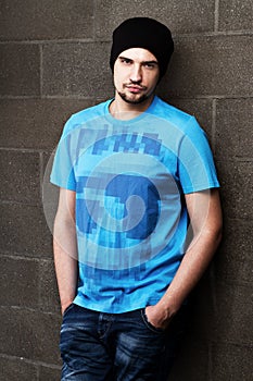 Handsome young man studio portrait