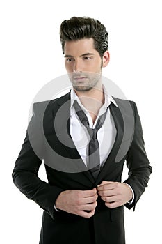 Handsome young man suit casual tie suit
