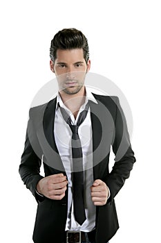 Handsome young man suit casual tie suit