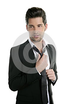 Handsome young man suit casual tie suit