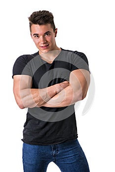 Handsome young muscular man looking at camera