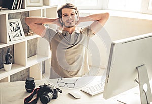 Handsome young photographer