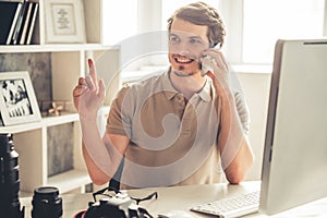 Handsome young photographer