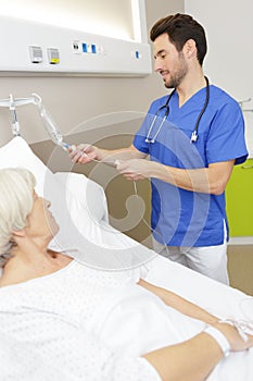 handsome young physician at hospital