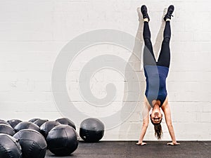 Handstand at the crossfit gym photo