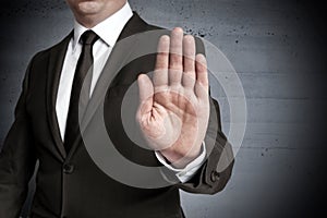 Handstop showed by businessman