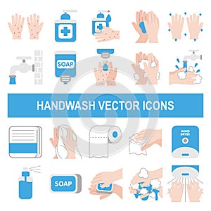 Handwash vector icons in flat style.