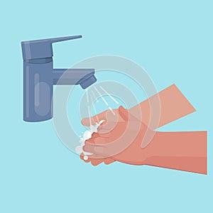 Handwashing with soap under the tap