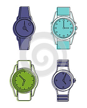 Handwatch icon set, color outline style photo