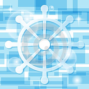 Handweel icon on light-blue background. Vector