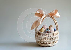 Handwoven Easter basket with decorative eggs