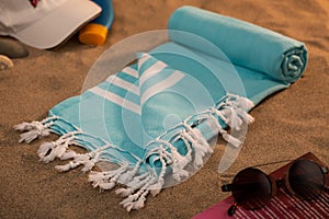 Handwoven hammam Turkish cotton towel photo