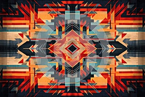 handwoven, tribal-inspired rug with bold, contrasting colors