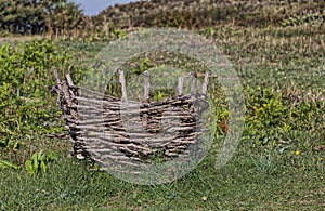 Handwoven Wooden Trash Bin in Historic Apollonia Park