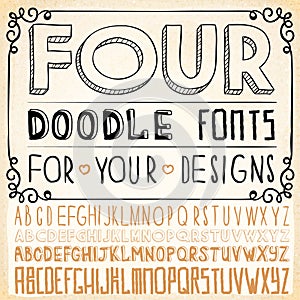 Handwriting Alphabets. Hand Drawn Fonts