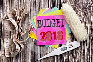Handwriting Announcement text Budget 2018. Business fitness health concept for Household budgeting accounting planning written sti