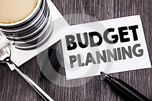 Handwriting Announcement text showing Budget Planning. Business concept for Financial Budgeting written on sticky note paper on th photo