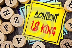 Handwriting Announcement text showing Content Is King. Business photo showcasing Online Marketing Information Management With cms