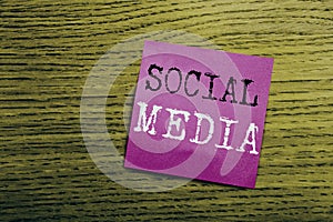 Handwriting Announcement text showing Social Media. Business concept for Community Social Media written on sticky note empty paper