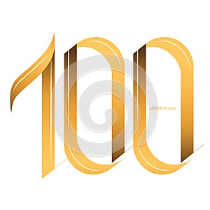 Handwriting celebrating, anniversary of number 100 100th year anniversary, Luxury duo tone gold brown