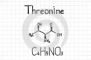 Handwriting chemical formula of Threonine