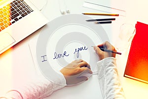 Handwriting love message