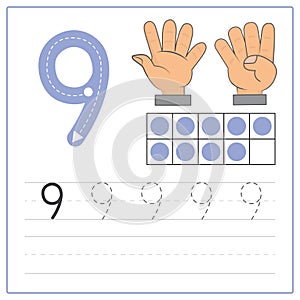 Number writing practice 9