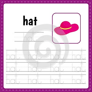 Handwriting pactice. Education developing worksheet.