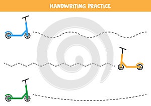 Handwriting practice with children scooter