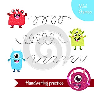 Handwriting practice. Educational game for preschool children.