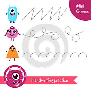 Handwriting practice. Educational game for preschool children.