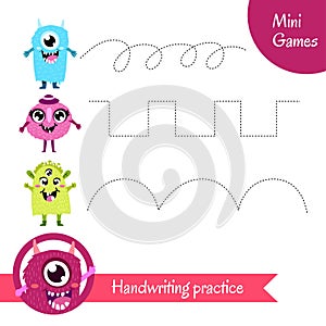 Handwriting practice. Educational game for preschool children