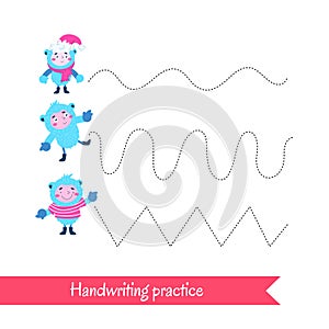 Handwriting practice. Educational game for preschool children.