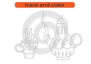 Handwriting practice for kids. Draw lines for kids. Trace and color, coloring. Vector EPS10