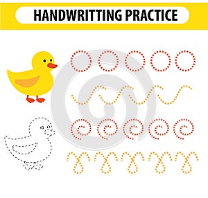 Handwriting practice sheet. Educational children game  printable worksheet for kids.