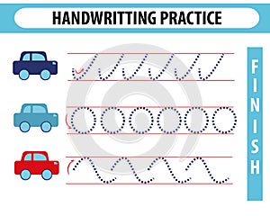 Handwriting practice sheet. Educational children game, printable worksheet for kids. Preschool activity, worksheet for printing, l