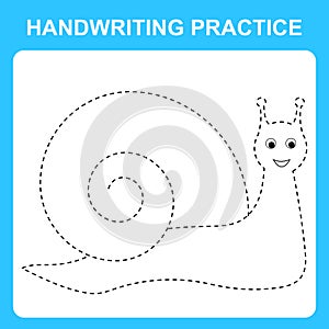 Handwriting practice sheet. Educational children game, printable worksheet for kids. Tracing lines, helix and circles with cute