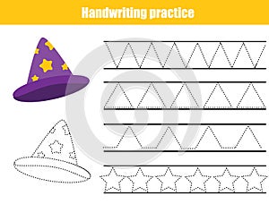 Handwriting practice sheet. Educational children game. Tracing lines. early education worksheet for kids