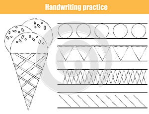 Handwriting practice sheet. Educational children game. Tracing lines. early education worksheet for kids