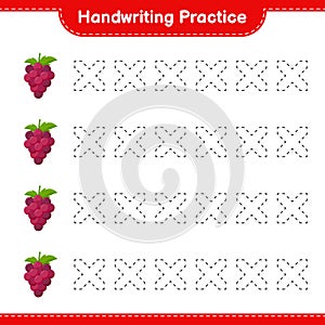 Handwriting practice. Tracing lines of Grape. Educational children game, printable worksheet, vector illustration