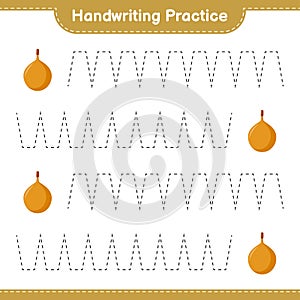 Handwriting practice. Tracing lines of Voavanga. Educational children game, printable worksheet, vector illustration