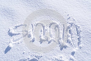 Handwriting of Snow text