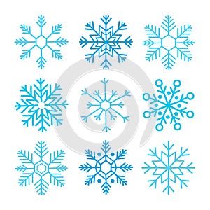 Handwriting snowflake collection isolated on white background. Flat snow icon, snow flakes silhouette. Snowflakes for christmas