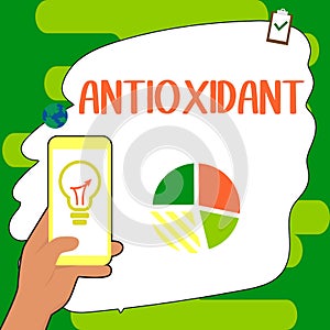 Handwriting text Antioxidant. Business overview a substance that inhibits oxidation or reactions by oxygen