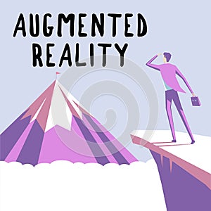 Handwriting text Augmented Reality. Business concept technology that imposes computer image on the real world