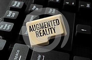 Handwriting text Augmented Reality. Business concept technology that imposes computer image on the real world