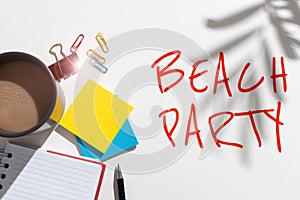 Handwriting text Beach Party. Business overview small or big festival held on sea shores usually wearing bikini