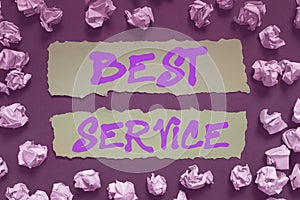 Handwriting text Best Service. Word for finest reviewed assistance provided by a system to its customer