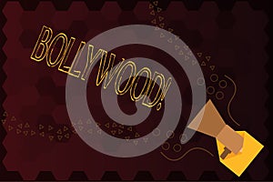 Handwriting text Bollywood. Concept meaning Indian popular film movies industry Mumbai Cinematography