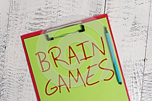 Handwriting text Brain Games. Concept meaning psychological tactic to analysisipulate or intimidate with opponent